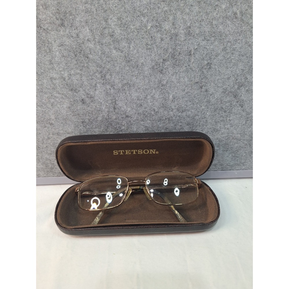 Stetson Mens Bronze Metal Eyeglass Frames with Case *needs new lenses